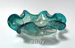 Vintage Murano Art Glass Bowl Gold & Silver Aventurine MID Century Modern MCM