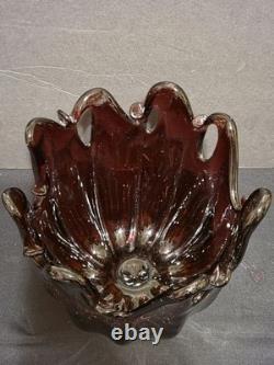 Vintage Murano Art Glass Bowl Hand-blown Purple Amethyst