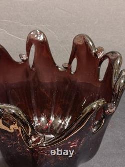 Vintage Murano Art Glass Bowl Hand-blown Purple Amethyst