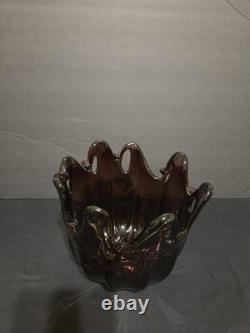 Vintage Murano Art Glass Bowl Hand-blown Purple Amethyst Vintage Murano Art Glass Bowl Hand-blown Purple Amethyst