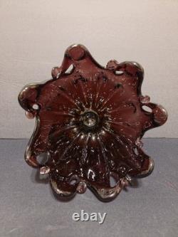 Vintage Murano Art Glass Bowl Hand-blown Purple Amethyst