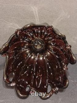 Vintage Murano Art Glass Bowl Hand-blown Purple Amethyst