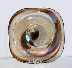 Vintage Murano Art Glass Centerpiece 17 Iridescent Swirl Mother of Pearl Italy