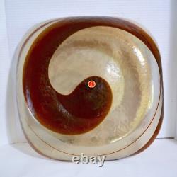 Vintage Murano Art Glass Centerpiece 17 Iridescent Swirl Mother of Pearl Italy