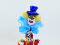 Vintage Murano Art Glass Clown Figurine, 1980s Circus Decor