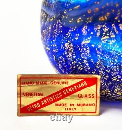 Vintage Murano Art Glass Cobalt Blue & Gold Bud Vase Vetro Artistico Veneziana