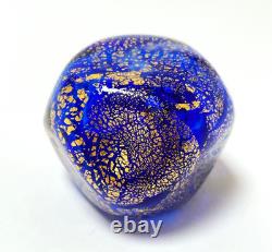 Vintage Murano Art Glass Cobalt Blue & Gold Bud Vase Vetro Artistico Veneziana