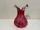 Vintage Murano Art Glass Cranberry Vase, 9 1/2 High, 6 1/2 Widest