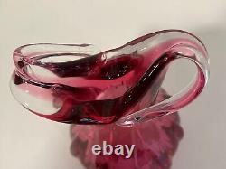 Vintage Murano Art Glass Cranberry Vase, 9 1/2 High, 6 1/2 Widest