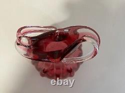 Vintage Murano Art Glass Cranberry Vase, 9 1/2 High, 6 1/2 Widest