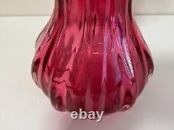 Vintage Murano Art Glass Cranberry Vase, 9 1/2 High, 6 1/2 Widest