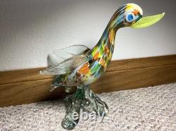 Vintage Murano Art Glass Duck Bird Statue Sculpture 11 High