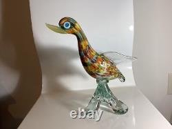 Vintage Murano Art Glass Duck Bird Statue Sculpture 11 High