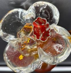 Vintage Murano Art Glass Duck Figurine Statue Red Amber & Clear 26cm In Height