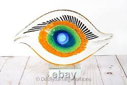 Vintage Murano Art Glass Evil Eye Paperweight Handcrafted Italian Glass Decor