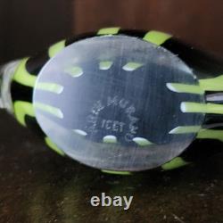 Vintage Murano Art Glass Fish Figurine MCM Black/Green Line Colors