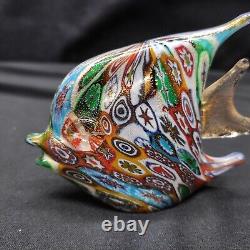 Vintage Murano Art Glass Fish Millefiori & Gold Fleck Angelfish