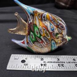Vintage Murano Art Glass Fish Millefiori & Gold Fleck Angelfish