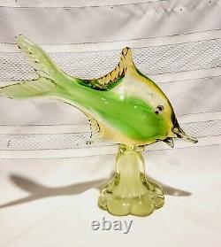 Vintage Murano Art Glass Fish Sculpture 11 Length x 10.75 Height Made In Italy