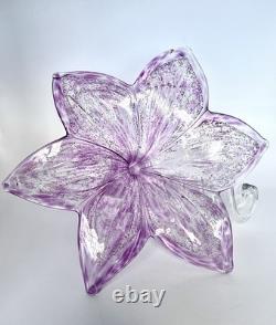 Vintage Murano Art Glass Flower Sculpture Handblown Italy Silver Foil 9
