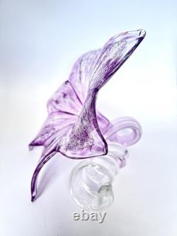Vintage Murano Art Glass Flower Sculpture Handblown Italy Silver Foil 9