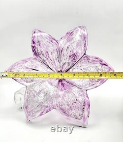 Vintage Murano Art Glass Flower Sculpture Handblown Italy Silver Foil 9