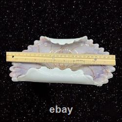 Vintage Murano Art Glass Folded Gold Purple Bowl Dish Centerpiece 2.5T 10.5W