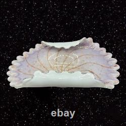 Vintage Murano Art Glass Folded Gold Purple Bowl Dish Centerpiece 2.5T 10.5W