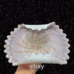 Vintage Murano Art Glass Folded Gold Purple Bowl Dish Centerpiece 2.5T 10.5W