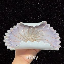 Vintage Murano Art Glass Folded Gold Purple Bowl Dish Centerpiece 2.5T 10.5W