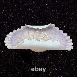 Vintage Murano Art Glass Folded Gold Purple Bowl Dish Centerpiece 2.5T 10.5W