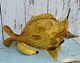 Vintage Murano Art Glass Fratelli Toso Amber Hand-Blown Large Glass Fish