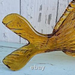 Vintage Murano Art Glass Fratelli Toso Amber Hand-Blown Large Glass Fish