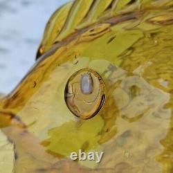 Vintage Murano Art Glass Fratelli Toso Amber Hand-Blown Large Glass Fish