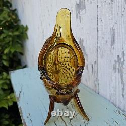 Vintage Murano Art Glass Fratelli Toso Amber Hand-Blown Large Glass Fish