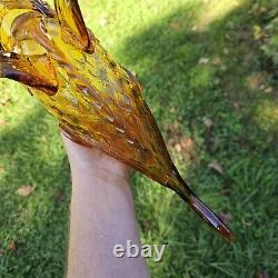 Vintage Murano Art Glass Fratelli Toso Amber Hand-Blown Large Glass Fish