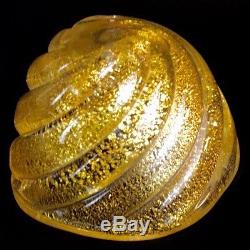 Vintage Murano Art Glass Gold Fleck Waterfall Swirl Small Bowl By Seguso