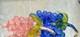 Vintage Murano Art Glass Grapes Cluster Pink Blue Hand Blown Fruit Sculpture