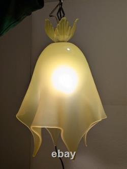 Vintage Murano Art Glass Hanging Pendant Lamp By Seguso Tulip Handkerchief MCM