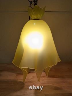 Vintage Murano Art Glass Hanging Pendant Lamp By Seguso Tulip Handkerchief MCM
