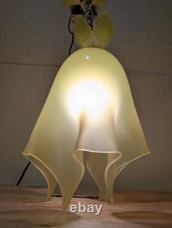 Vintage Murano Art Glass Hanging Pendant Lamp By Seguso Tulip Handkerchief MCM
