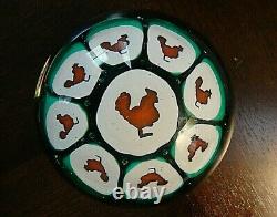 Vintage Murano Art Glass Large ROOSTER Cane Millefiori Paperweight