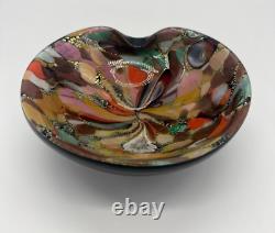 Vintage Murano Art Glass Mid Century Silver Swirl AVEM Dish Bowl Ashtray