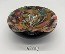 Vintage Murano Art Glass Mid Century Silver Swirl AVEM Dish Bowl Ashtray