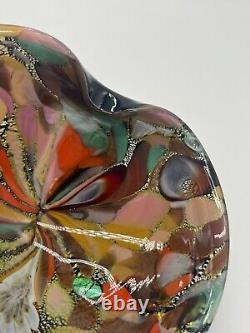 Vintage Murano Art Glass Mid Century Silver Swirl AVEM Dish Bowl Ashtray