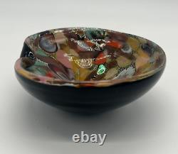 Vintage Murano Art Glass Mid Century Silver Swirl AVEM Dish Bowl Ashtray