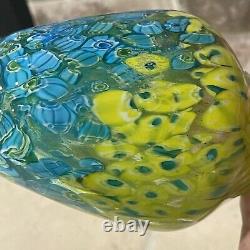 Vintage Murano Art Glass Millefiori Italian Hand Blown Multicolor Sz 16.5 Vase