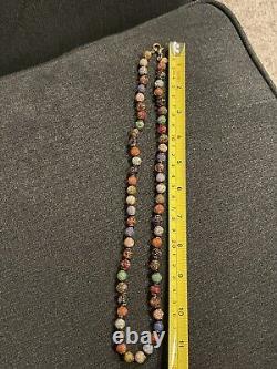 Vintage Murano Art Glass Multicolor Sparkle Foil Glass Bead Necklace 24 Unique