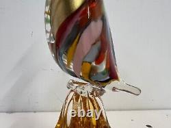 Vintage Murano Art Glass Multicolored Decorative Rooster Bird Figurine