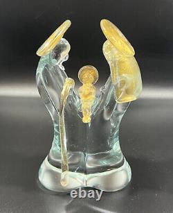 Vintage Murano Art Glass Nativity Sculpture With Gold Hand Blown 8 1/4 x 5 1/2